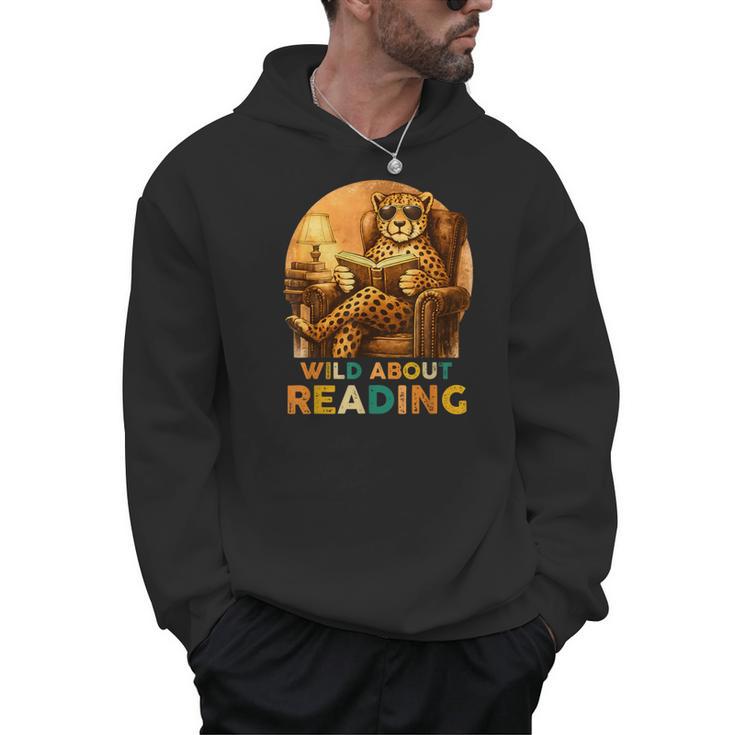Boys Animal Wild About Reading Cheetah Book Men Hoodie