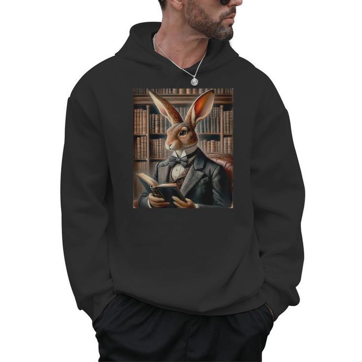 Bunny Reading Book Rabbit Bow Tie Happy Easter Boys Girl Kid Men Hoodie