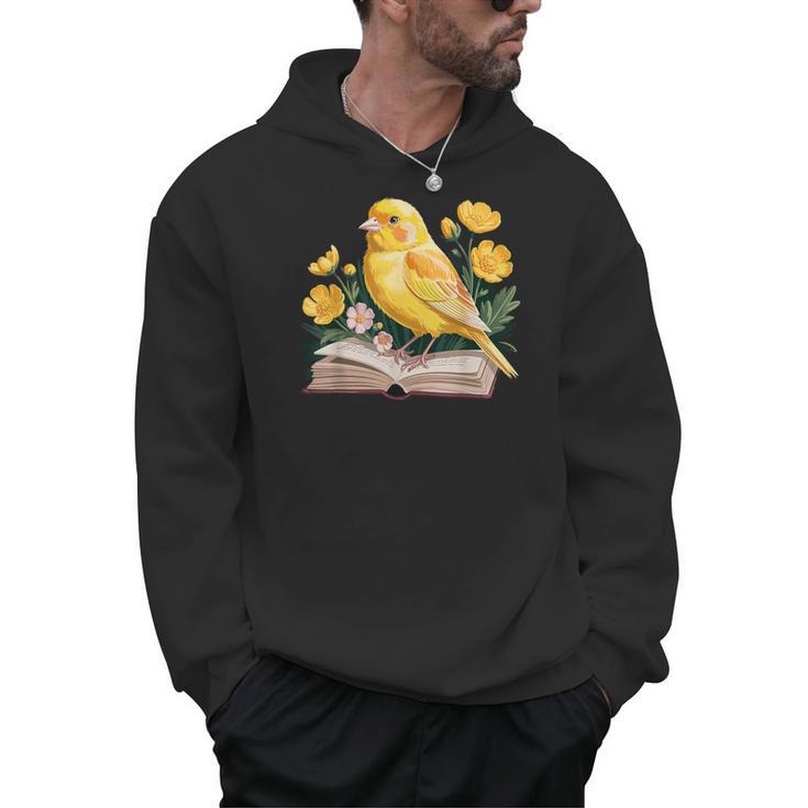 Canary Bird Floral Book Yellow Bird Reading Bookish Teacher Men Hoodie