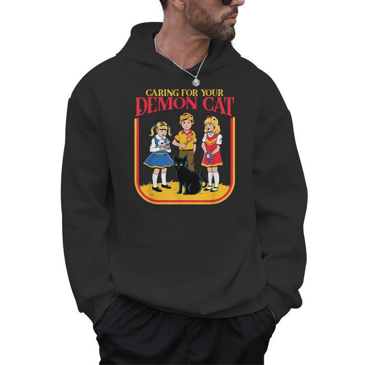 Caring For Your Evil Cat Retro Dark Humor Book Cover Men Hoodie