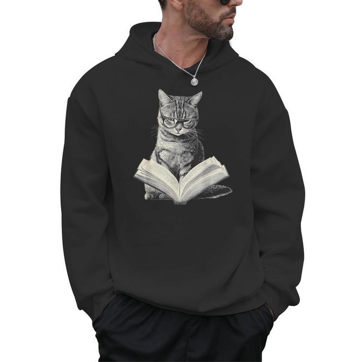 Cat Bookworm Reading Book Graphic Men Hoodie