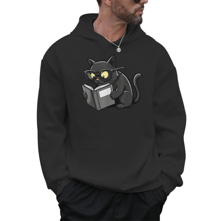 Cat Reading a Book Nerd Kitty Bookworm Men Hoodie