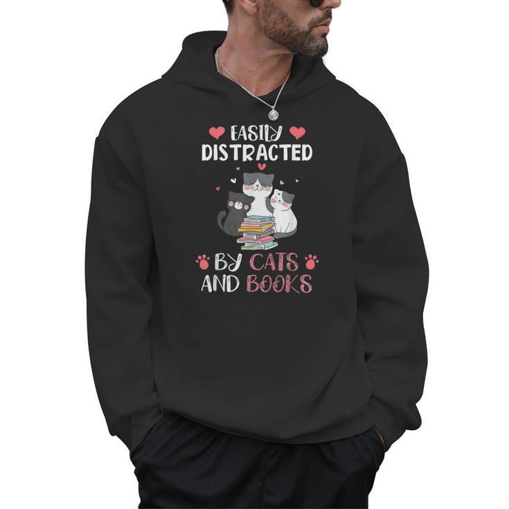 Cat Simply Distracted By Cats And Books Men Hoodie