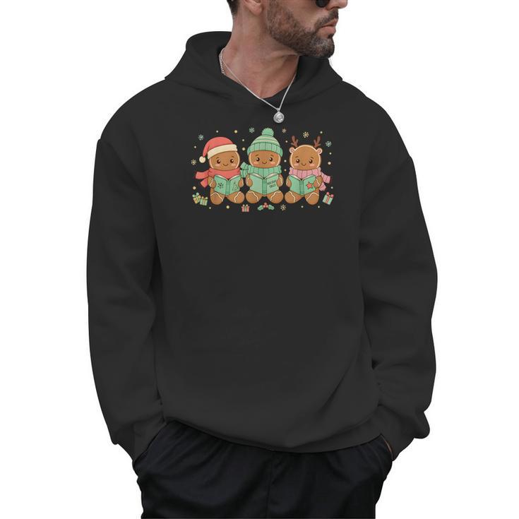 Christmas Library Gingerbread Man Books Lover Bookworm Men Hoodie