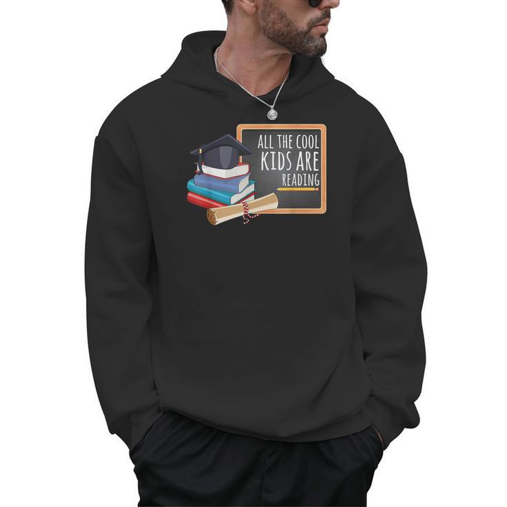 All The Cool Kids Are Reading Book Nerd School Graduation Men Hoodie