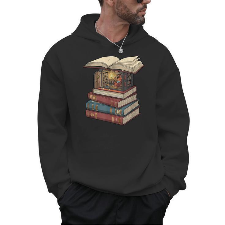 Cozy Reading Nook Between Books Book Lover Aesthetic Men Hoodie