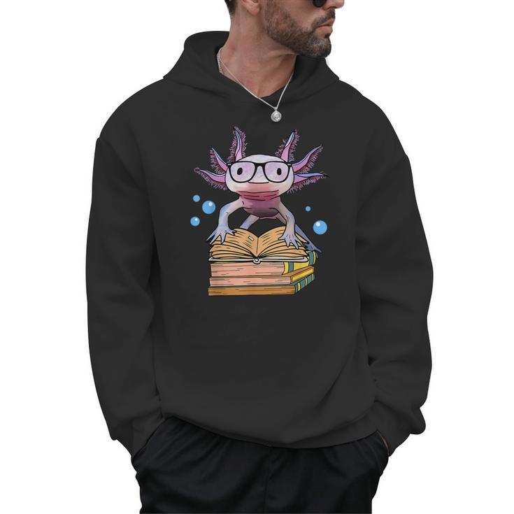 Cute Axolotl Read Book Shirt Kids Boy Girl Salamander Men Hoodie