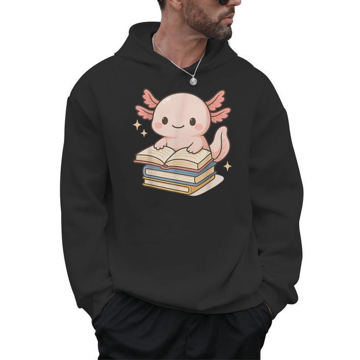 Cute Axolotl Reading Books Shirt Kawaii Axolotl Lover Men Hoodie