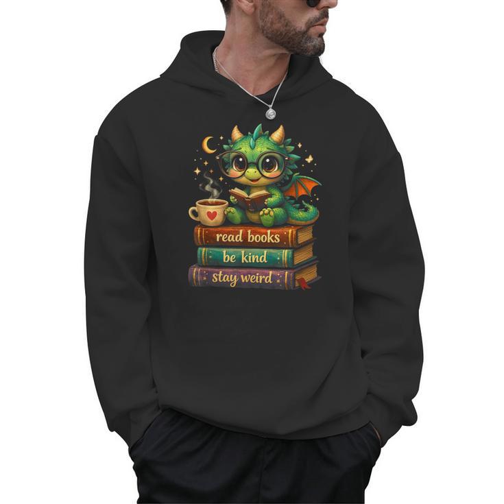 Cute Dragon Read Books Be Kind Stay Weird Fantasy Lovers Men Hoodie