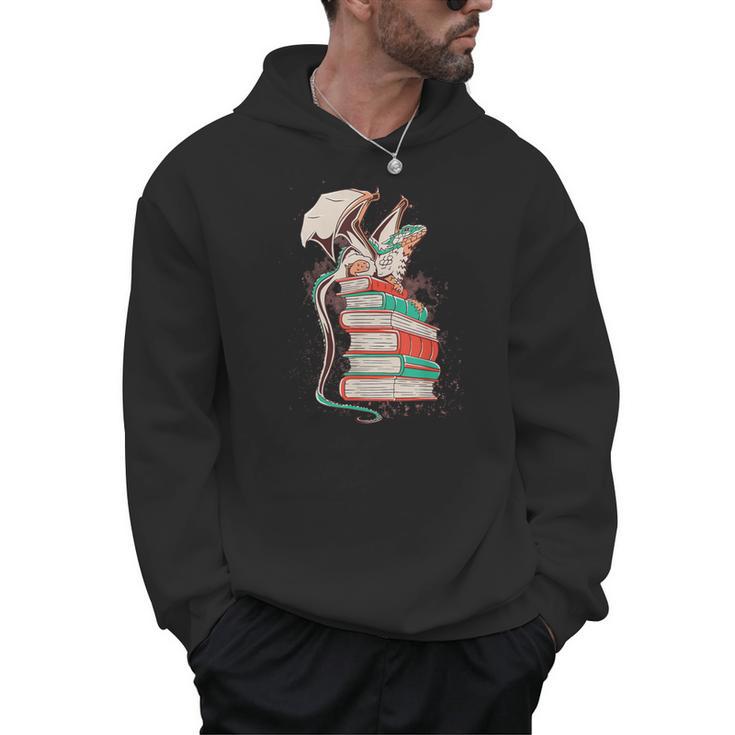Cute Dragon Reading Cat Books Dragon Men Hoodie