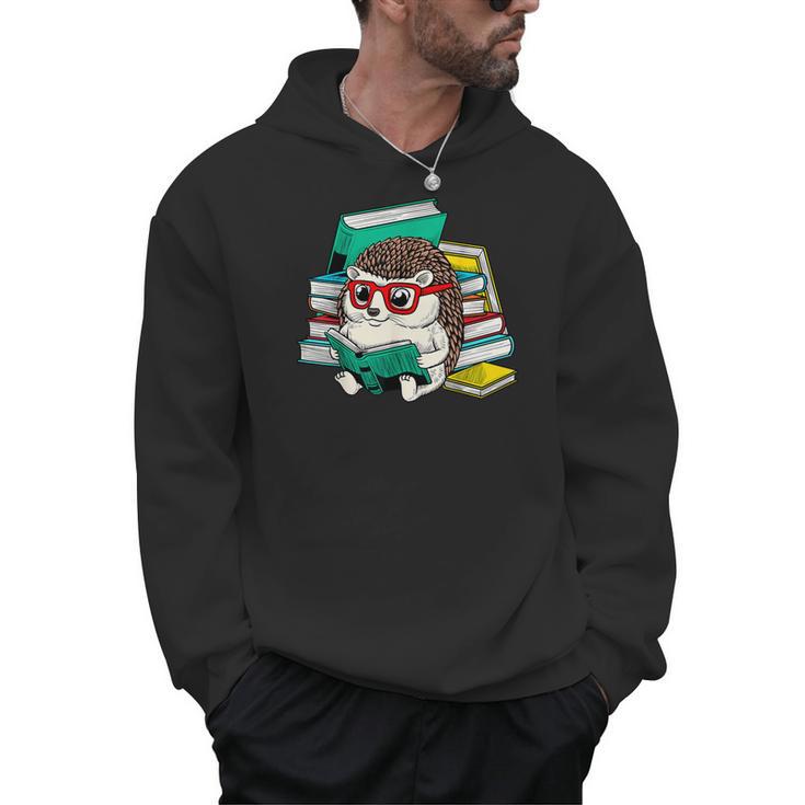 Cute Hedgehog Reading A Book Nerd Readers Men Hoodie