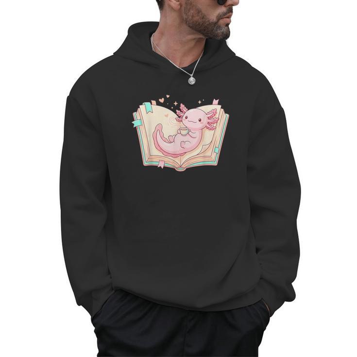 Cute Kawaii Axolotl Book Tea Lover Women Reading Cozy Art Men Hoodie