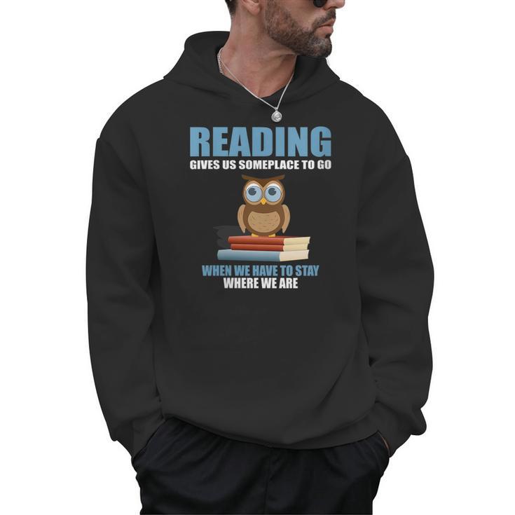 Cute Owl Reading Book Lover Positive Saying Men Hoodie