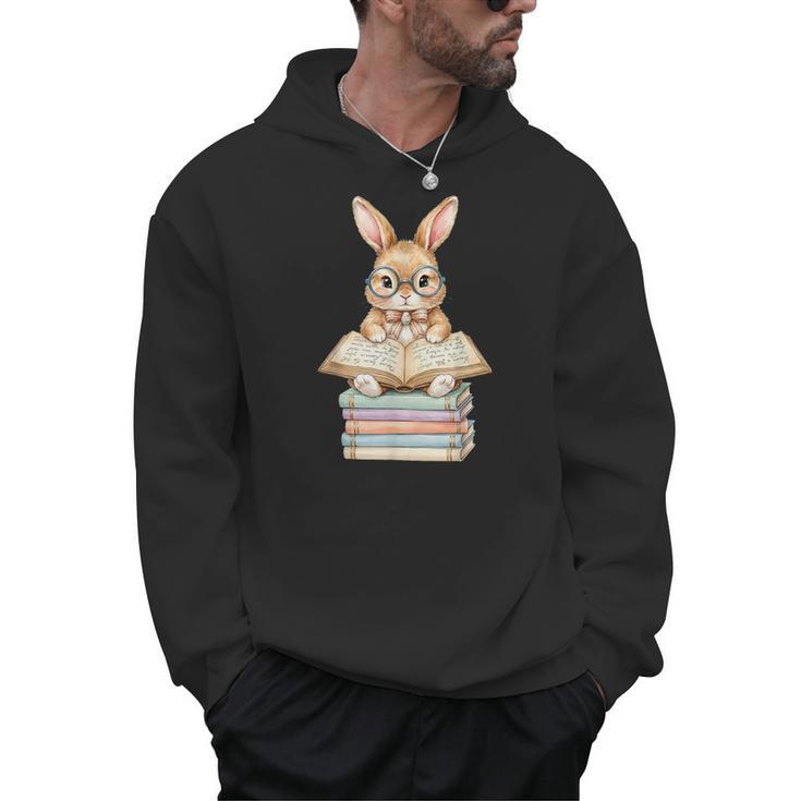 Cute Reading Bunny Easter Books Reader Teacher Girls Women Men Hoodie