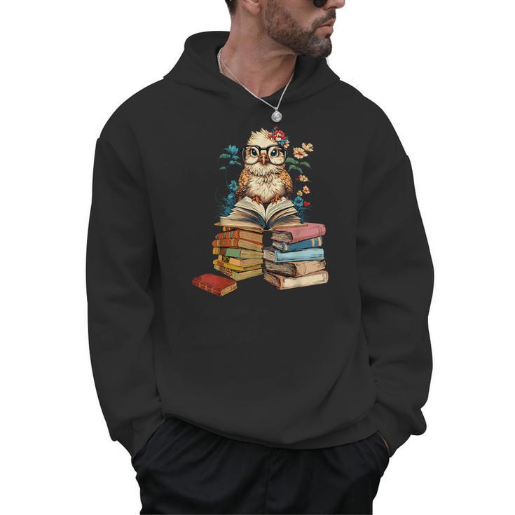 Cute Reading Chicken With Glasses Books Bookworm Reader Men Hoodie