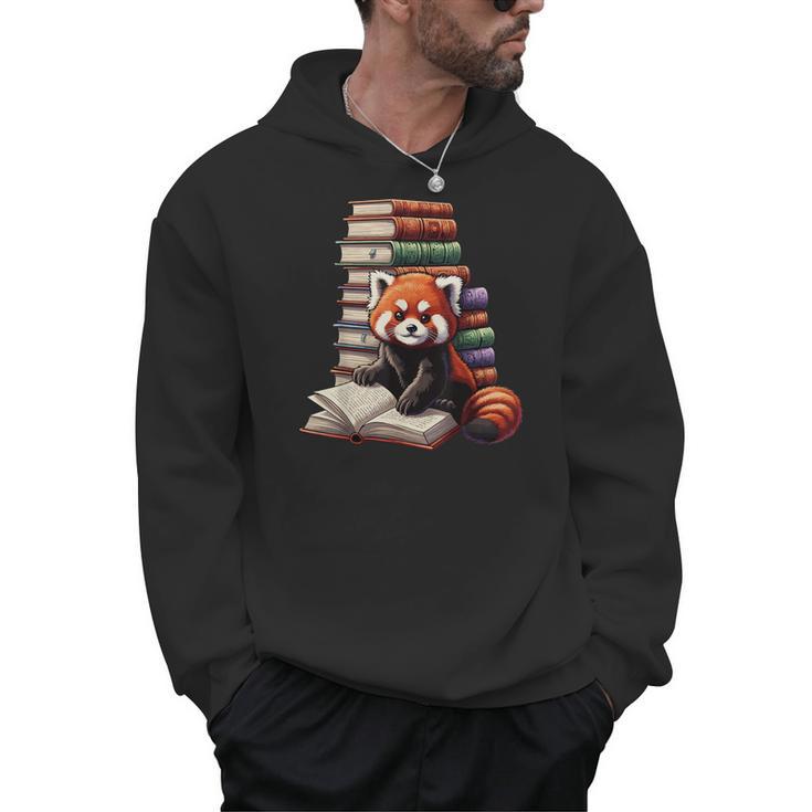 Cute Red Panda Reading Book Animal Bookworm Men Hoodie