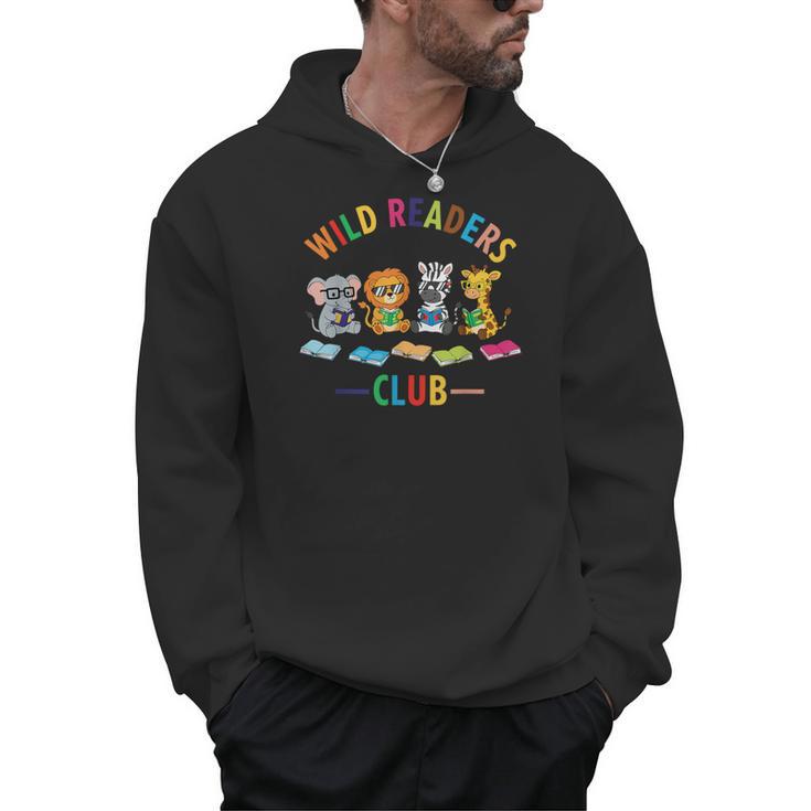Cute Safari Animals Reading Books Reading Club Kids Literacy Men Hoodie