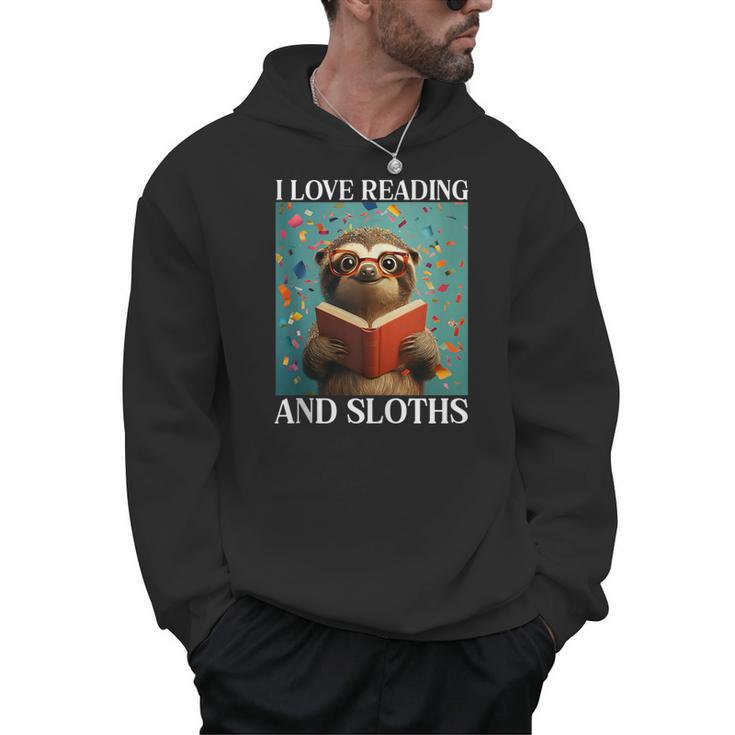 Cute Sloth Reading Book School Librarian Teacher Student Men Hoodie