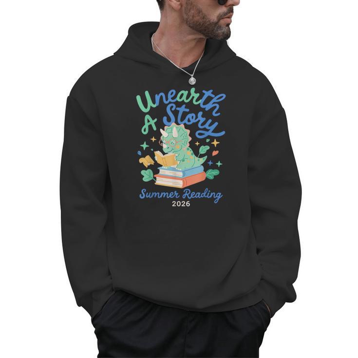 Cute Unearth a Story Triceratops Dinosaur Reading Books Dino Men Hoodie