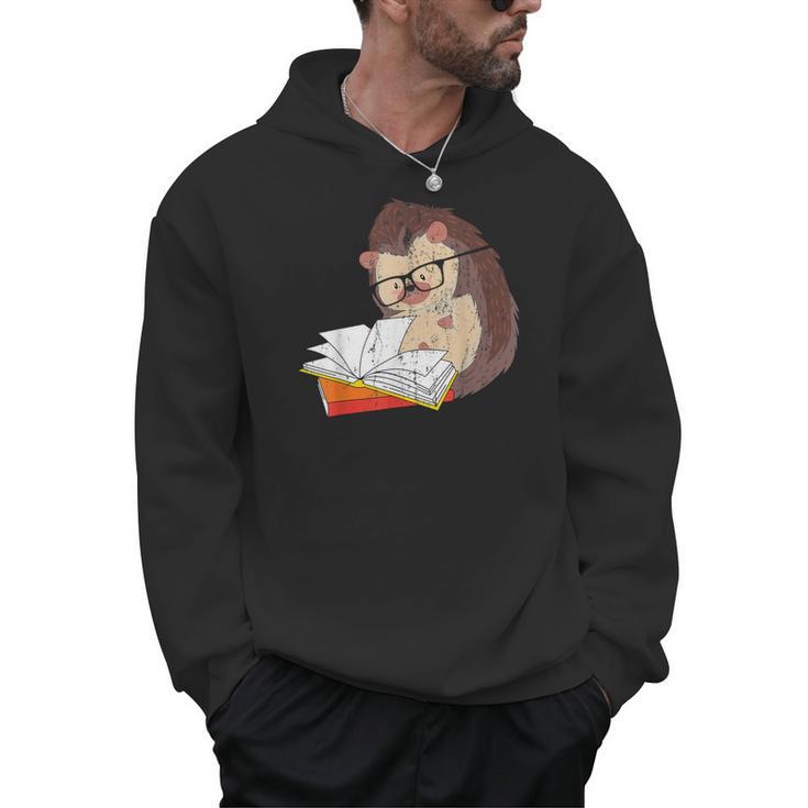 Cute Wildlife Forest Animal Bookworm Book Reading Hedgehog Men Hoodie
