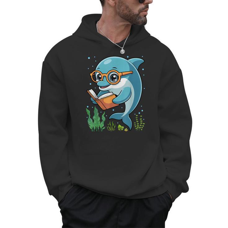 Dolphin Reading Book Matching Bookworm Librarian Books Lover Men Hoodie