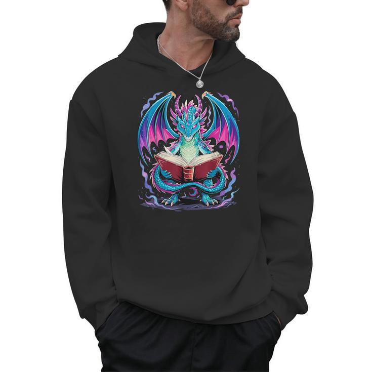 Dragon Reading Book Lover Men Hoodie