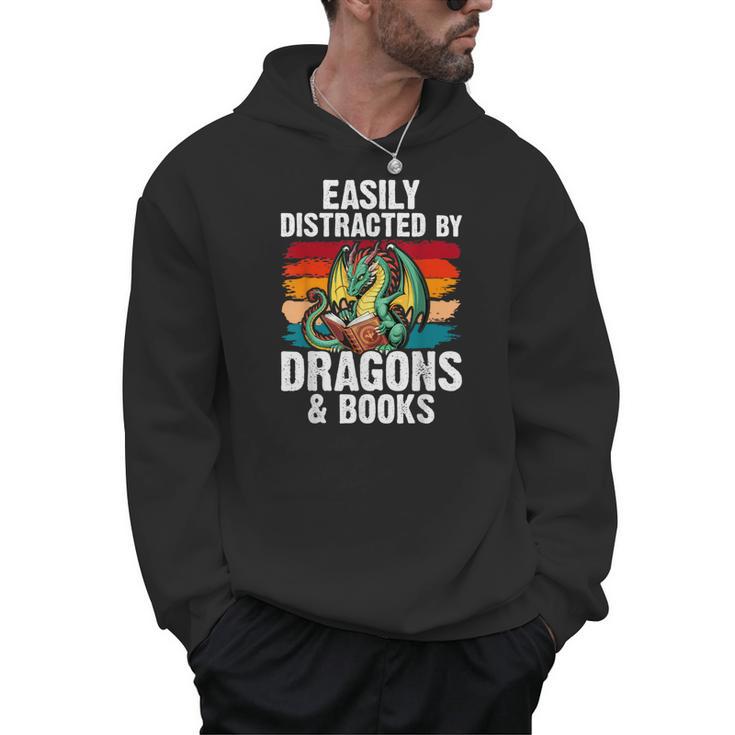 Dragon Reading Book Retro Vintage 80s Library Bookworm Men Hoodie