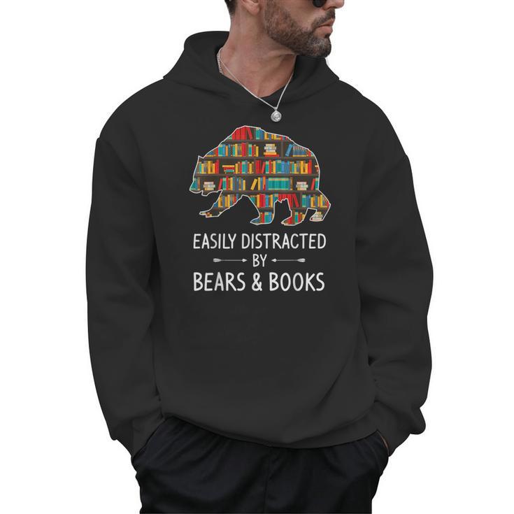 Easily Distracted By Bears & Books Lover Mammal Animal Men Hoodie