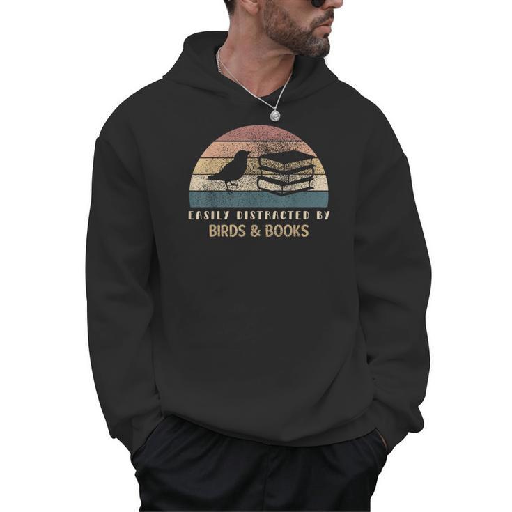 Easily Distracted By Birds & Books Retro Birding Bird Men Hoodie