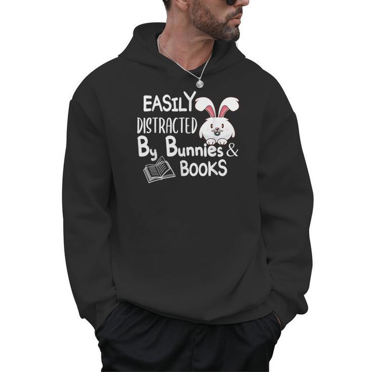 Easily Distracted By Bunnies And Books Men Hoodie