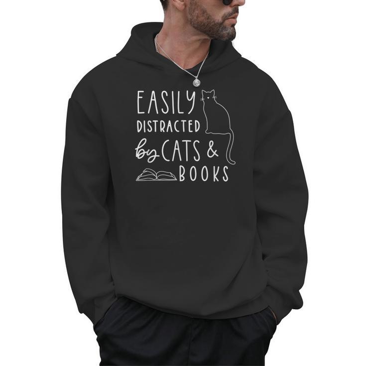 Easily Distracted Cats And Books  For Cat Lovers For Men Women Kids Men Hoodie