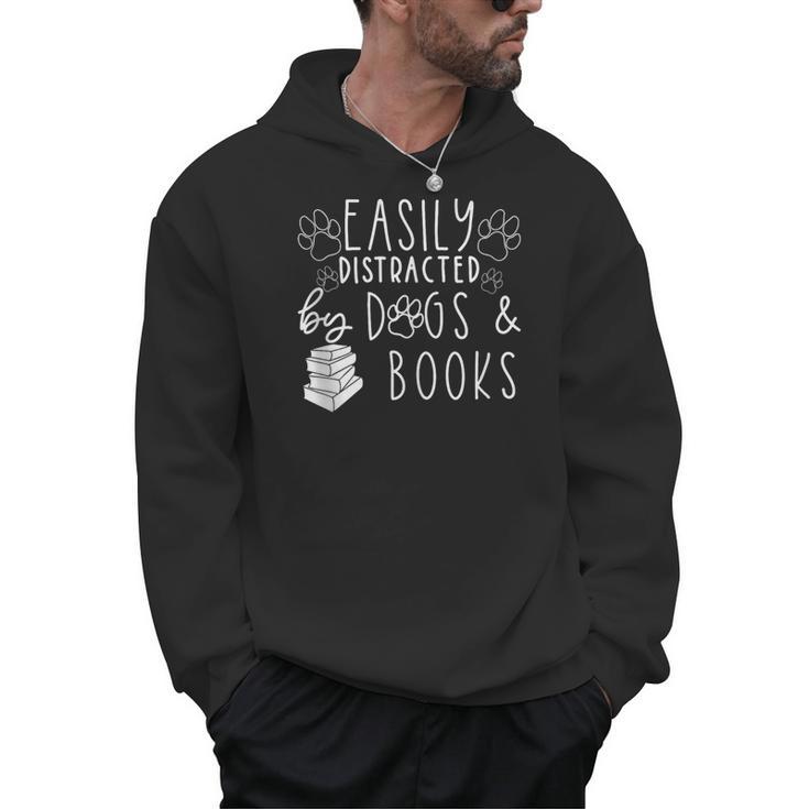 Easily Distracted By Dogs & Books Lover Reading Men Hoodie