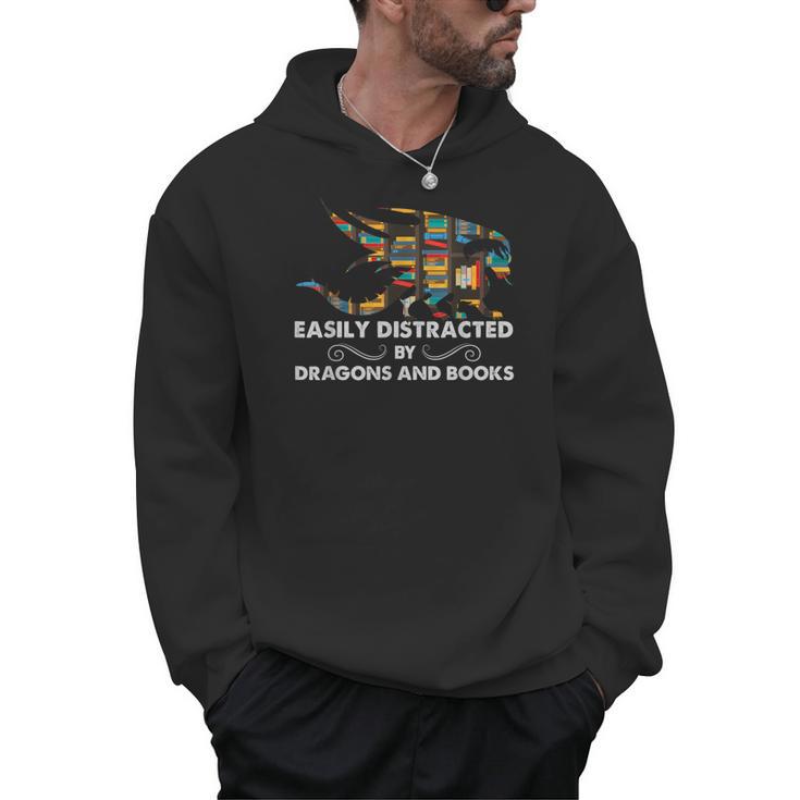 Easily Distracted By Dragons & Books Cool Reading Books Men Hoodie