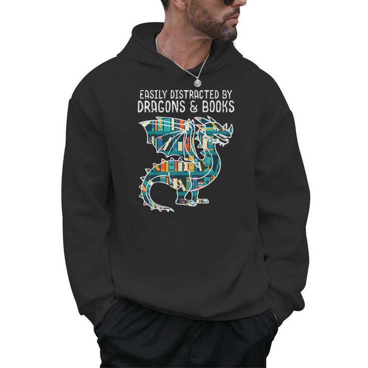 Easily Distracted By Dragons Books Bookworm Men Hoodie