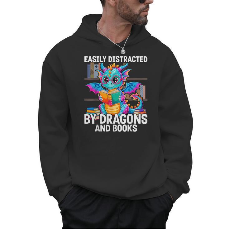 Easily Distracted By Dragons And Books Men Hoodie