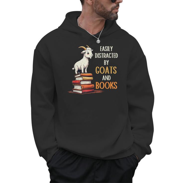Easily Distracted By Goats And Books Goats And Book Reading Men Hoodie