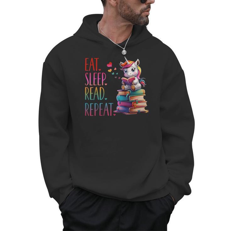 Eat Sleep Read Repeat Unicorn Read Book Reading Lovers Kids Men Hoodie