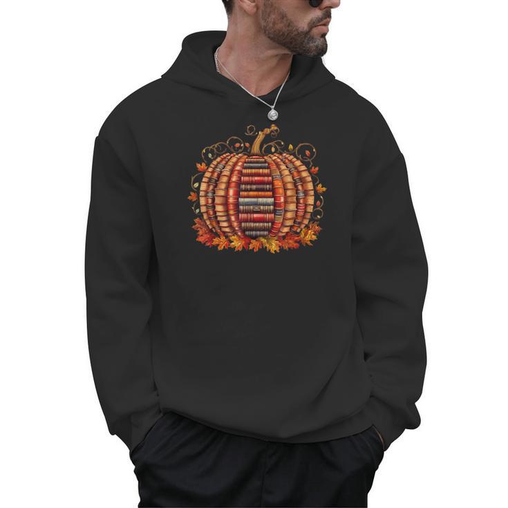 Fall Book Pumpkin Autumn Retro Reading Teacher Books Lover Men Hoodie