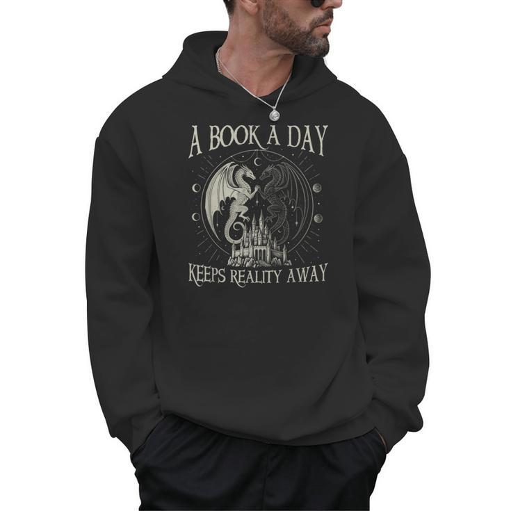 Fantasy Book Club Dragon Reader Book A Day Keep Reality Away Men Hoodie