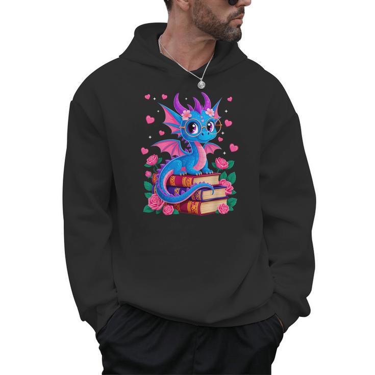 Fantasy Dragon Reading Books Bookworm Men Hoodie