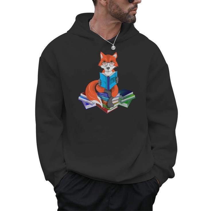 Fox Nerd Reading Books Bookworm Library Book Men Hoodie