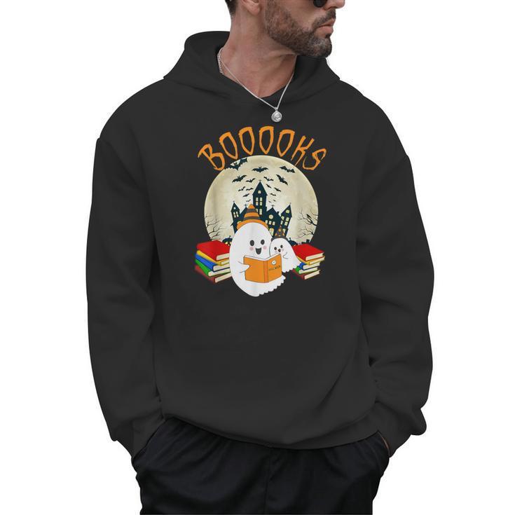 Ghost Book Reading Halloween Booooks Teacher Men Hoodie