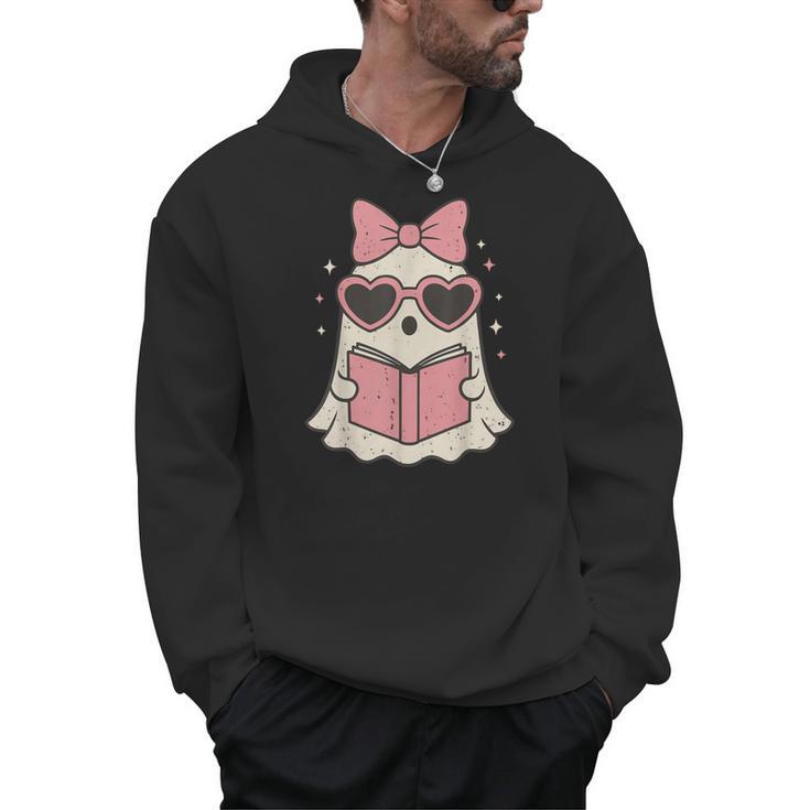 Ghost Reading Book Halloween Cat Lover Men Hoodie