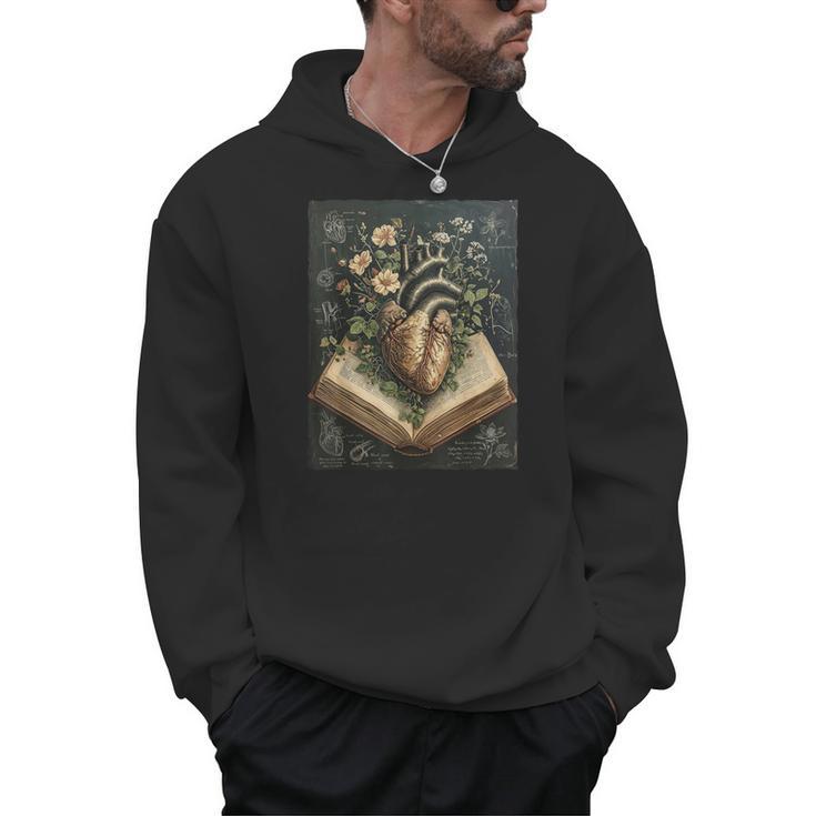 Gothic Dark Academia Botanical Anatomical Heart Vintage Book Men Hoodie