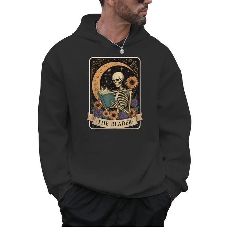 Halloween Tarot Card The Reader Skeleton Reading Books Men Hoodie