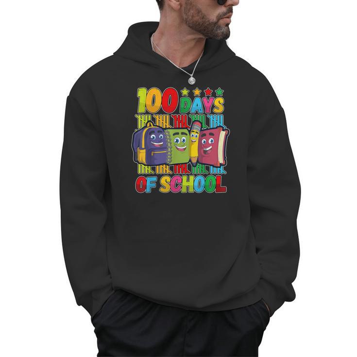 Happy 100 Day Of School Teacher Book 100 Days Of School Men Hoodie