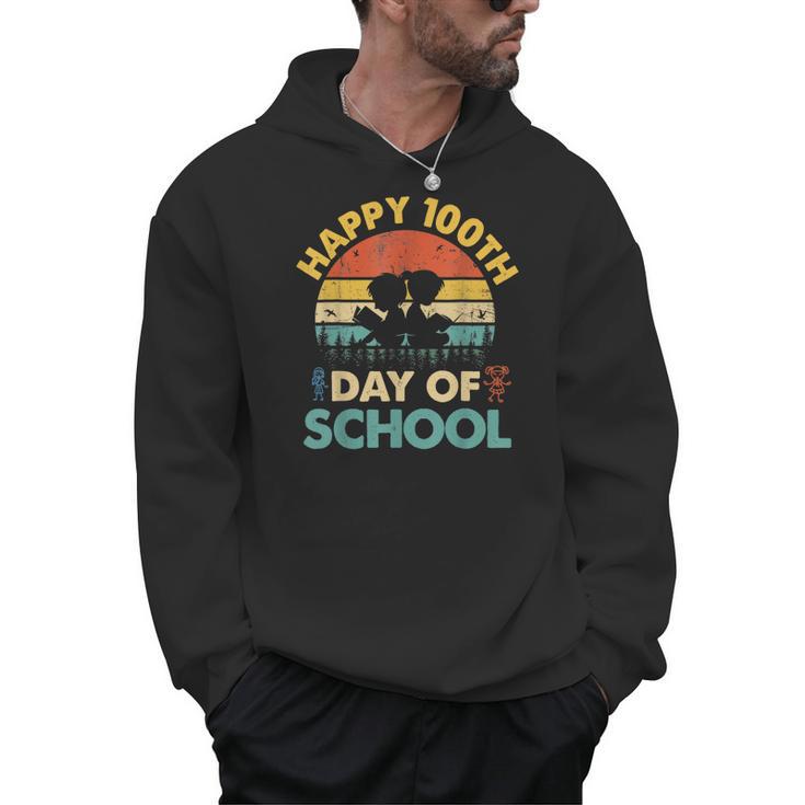 Happy 100th Day Of School Teacher Reading Book  For Men Women Girls Kids Men Hoodie
