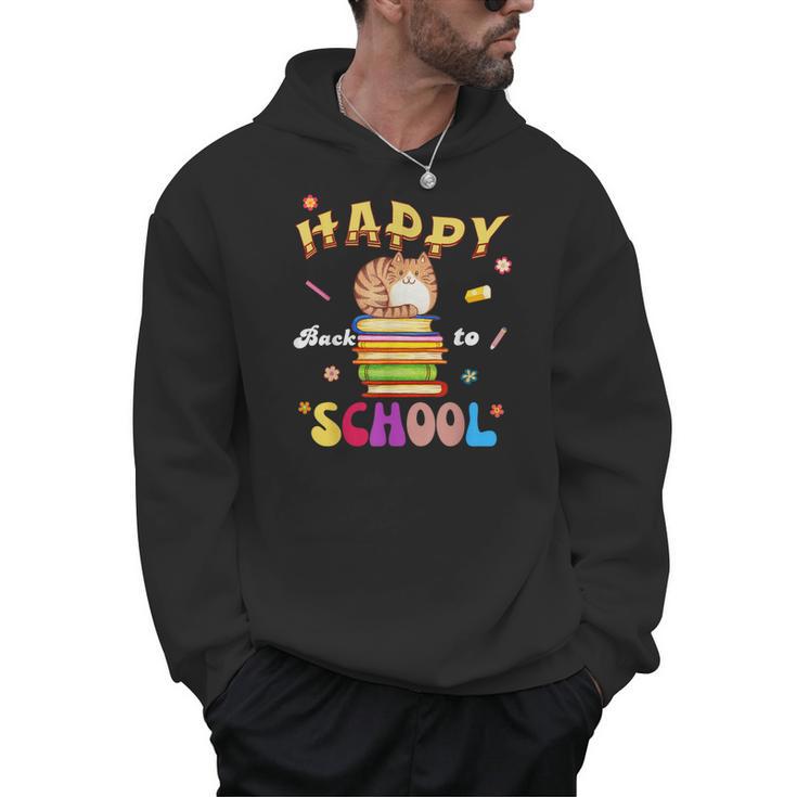 Happy Back To School Cat Books The Start Of The School Year Men Hoodie