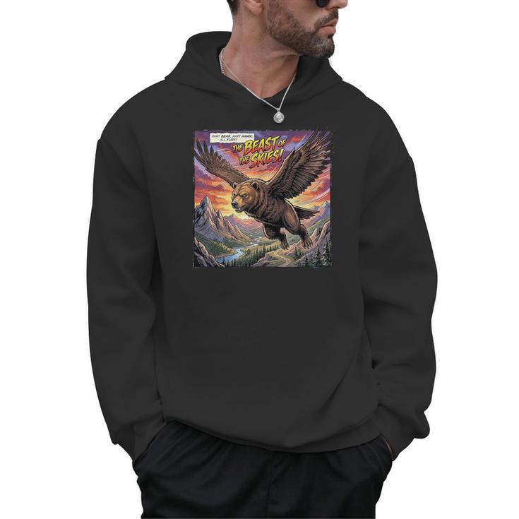 Hawk Bear Hybrid Comic Book Style Men Hoodie