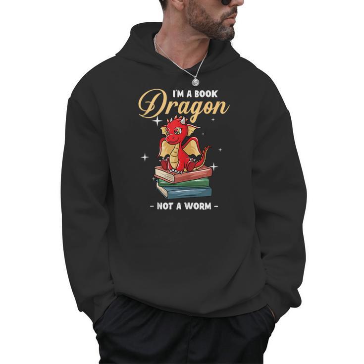I'm A Book Dragon Not A Worm Reading Library Reader Bookworm Men Hoodie